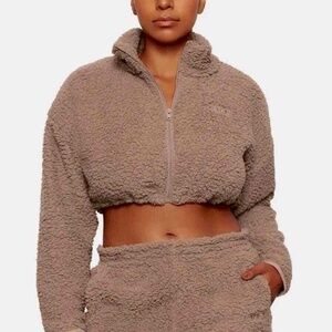 SKIMS Teddy Zip Up Crop Jacket, NWT